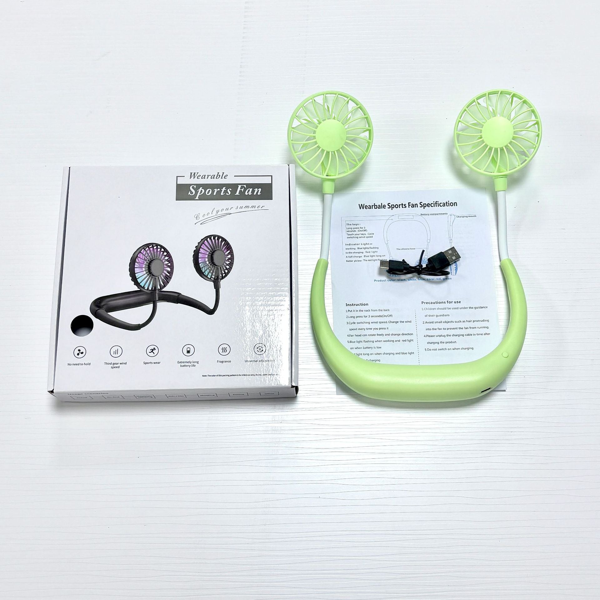 Foldable USB Rechargeable Neck Fan Hands-Free Portable with 3-Speed Cooling
