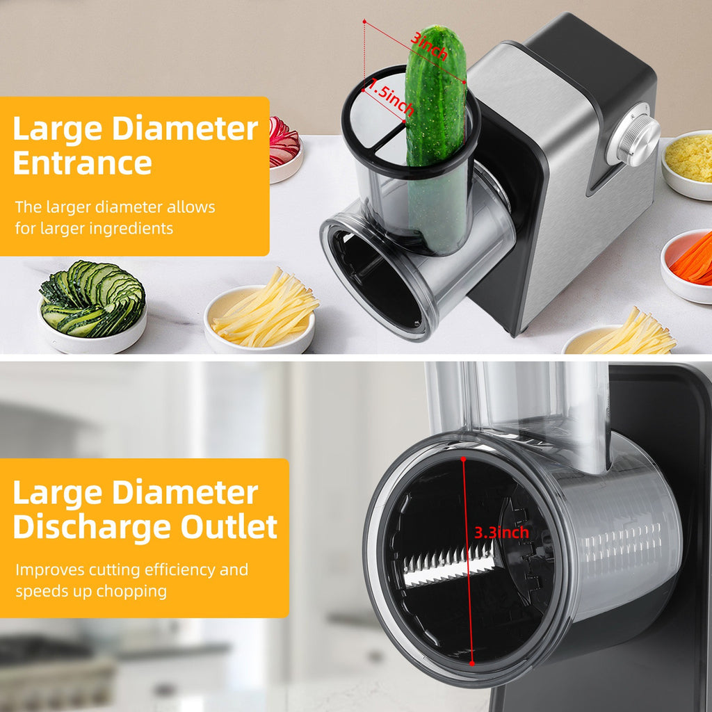Stainless Steel Electric Vegetable Slicer & Cheese Grater Multi-Function Food Processor with 5/7 Interchangeable Blades