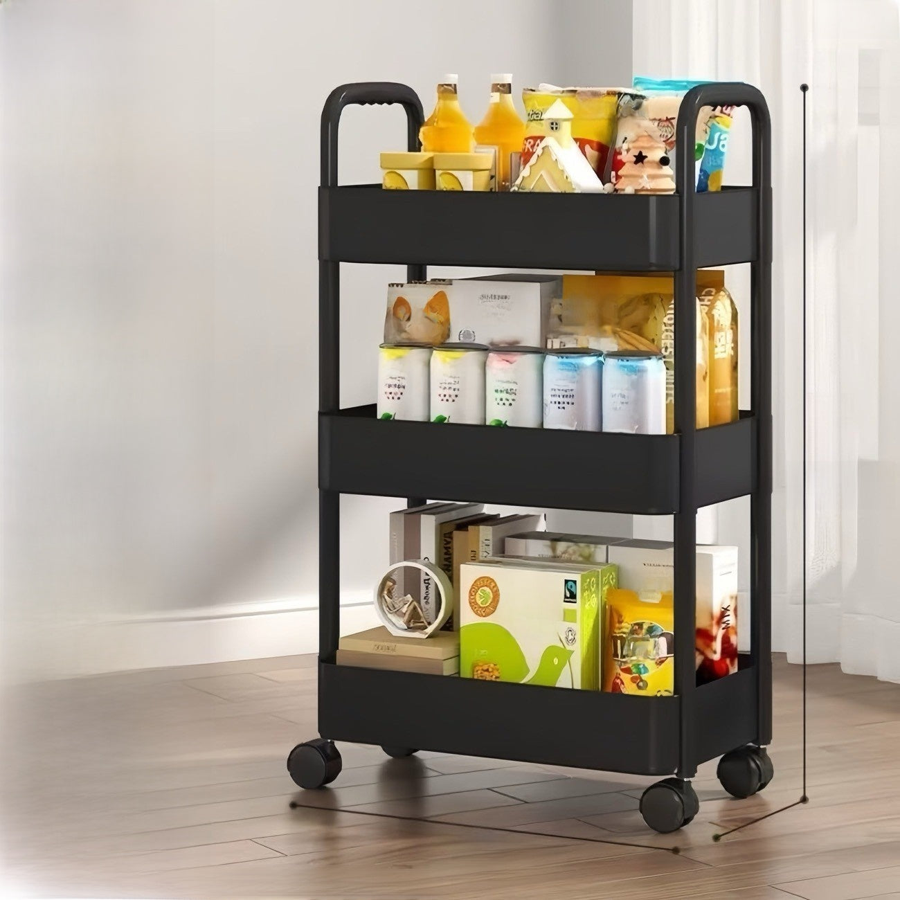 5-Tier Rolling Storage Organizer Cart for Kitchen, Bathroom & Home