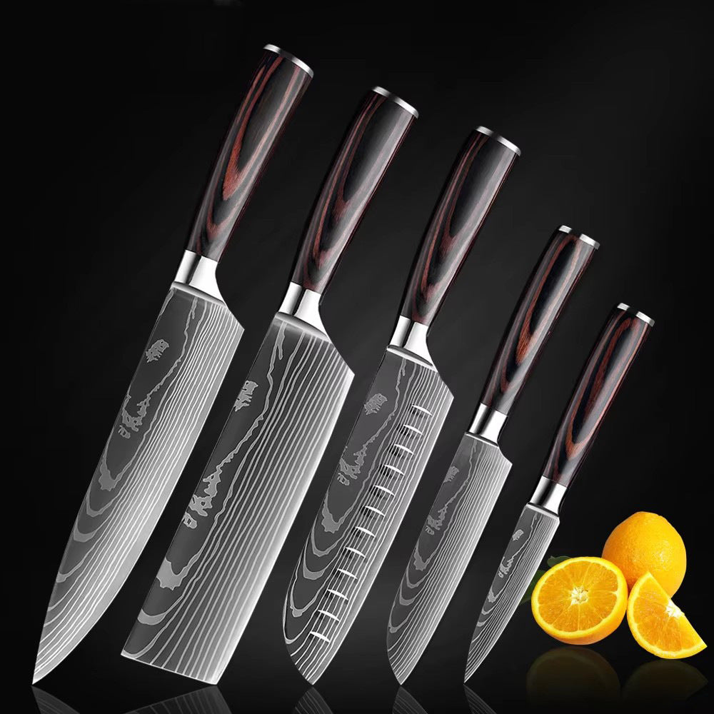 Premium Damascus Style Chef Knife Set ? Stainless Steel Kitchen Knives