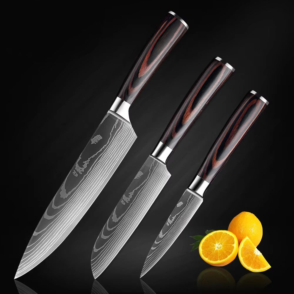 Premium Damascus Style Chef Knife Set ? Stainless Steel Kitchen Knives