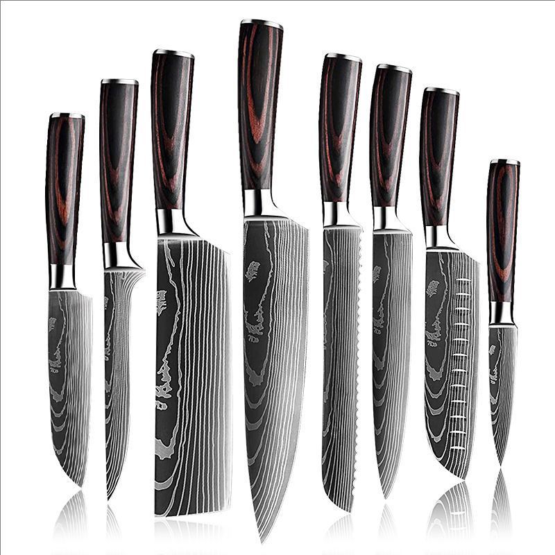 Premium Damascus Style Chef Knife Set Stainless Steel Kitchen Knives