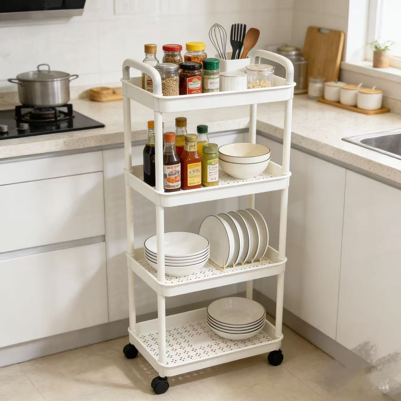 5-Tier Rolling Storage Organizer Cart for Kitchen, Bathroom & Home
