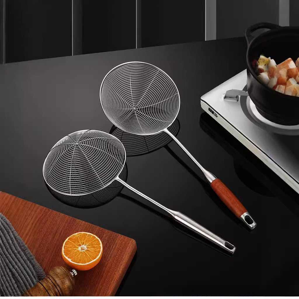 Heavy-Duty Stainless Steel Spider Strainer for Frying, Noodles & Kitchen Cooking