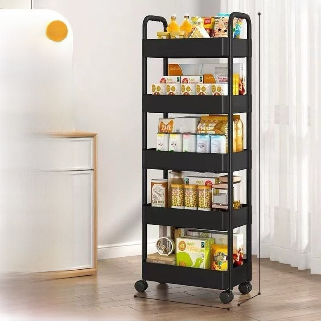 5-Tier Rolling Storage Organizer Cart for Kitchen, Bathroom & Home