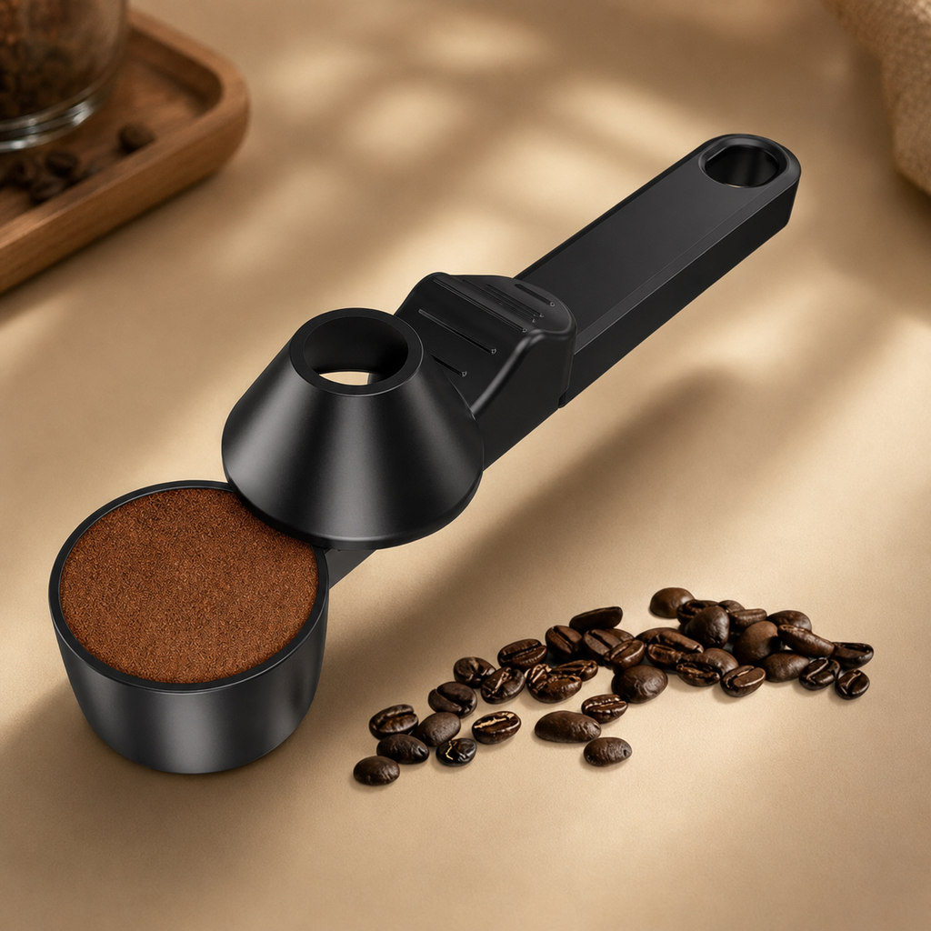 Coffee Scoop & Funnel for Reusable K-Cup – 2 Tbsp Measuring Spoon